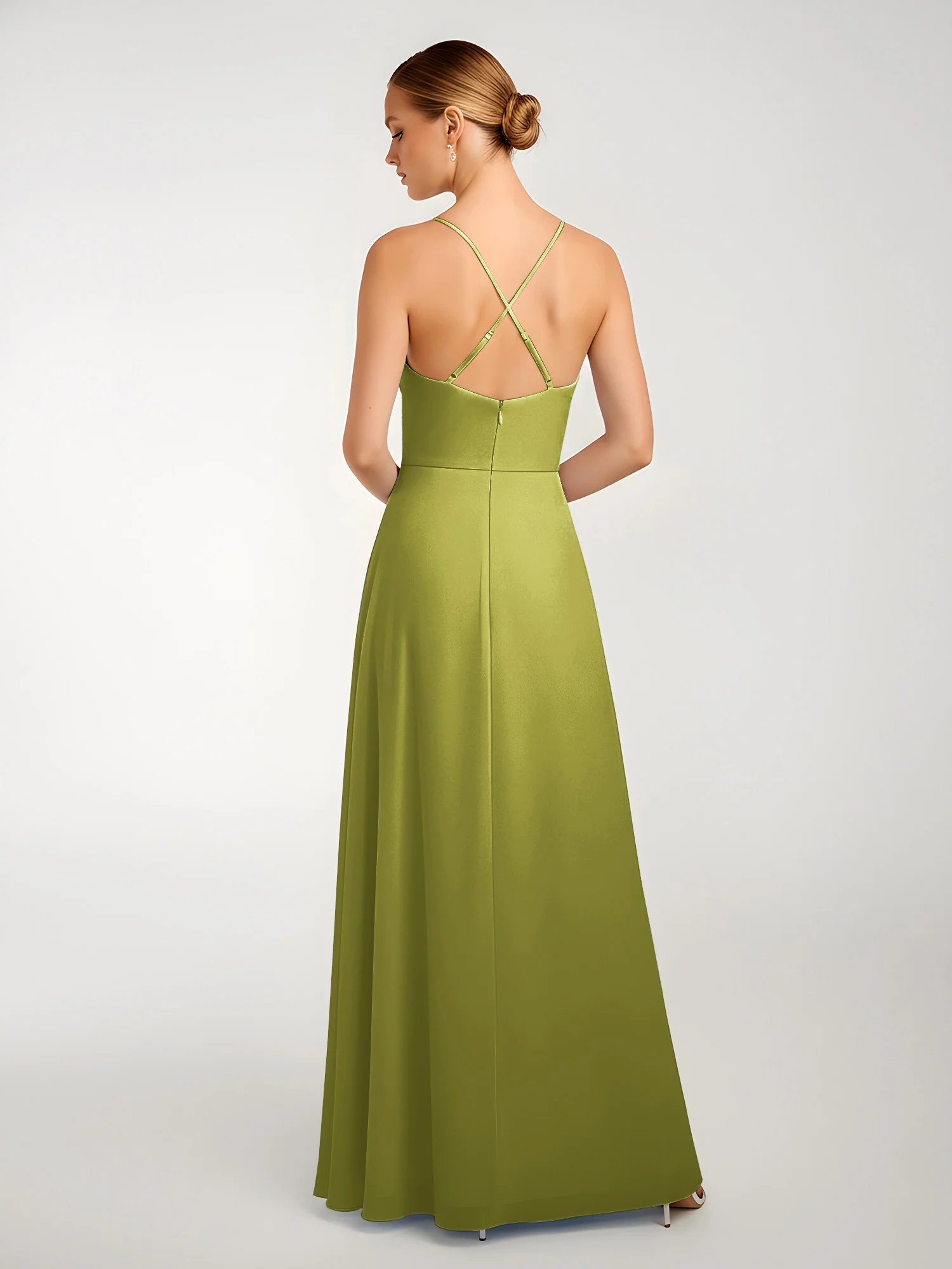 Chiffon A-Line Criss-Cross Straps Dresses With Slit Clover - Image 2
