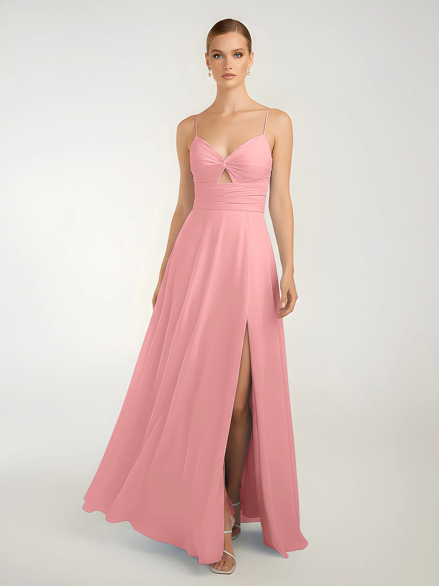 Chiffon A-Line Criss-Cross Straps Dresses With Slit Flamingo - Image 3