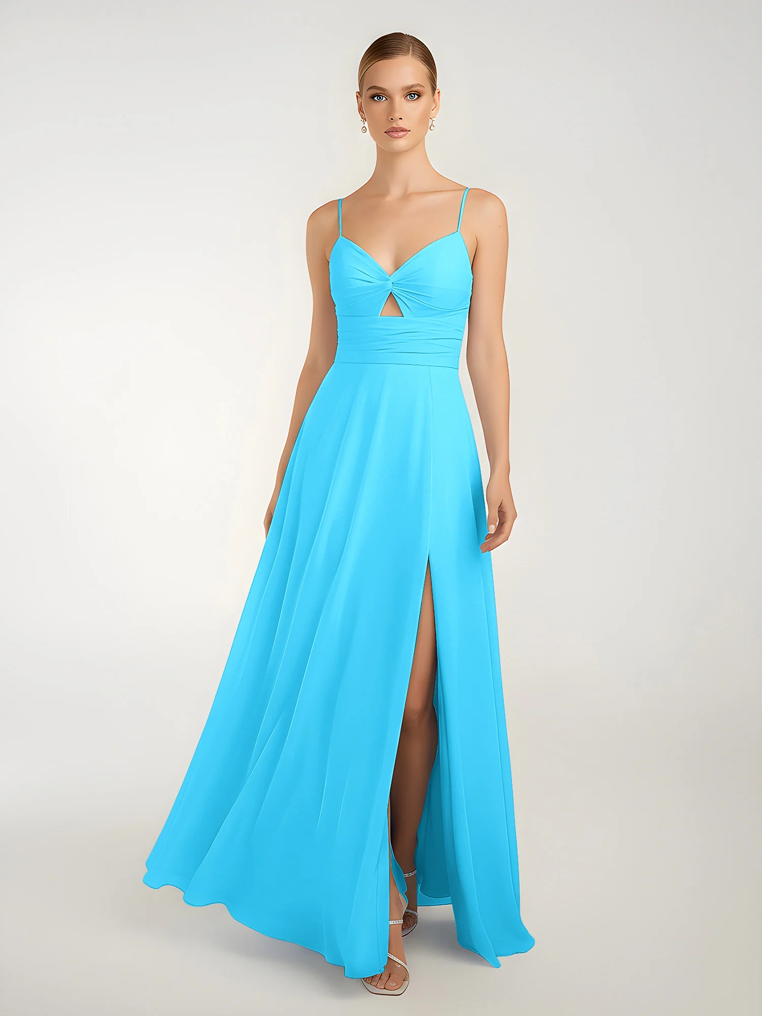Chiffon A-Line Criss-Cross Straps Dresses With Slit Pool - Image 3
