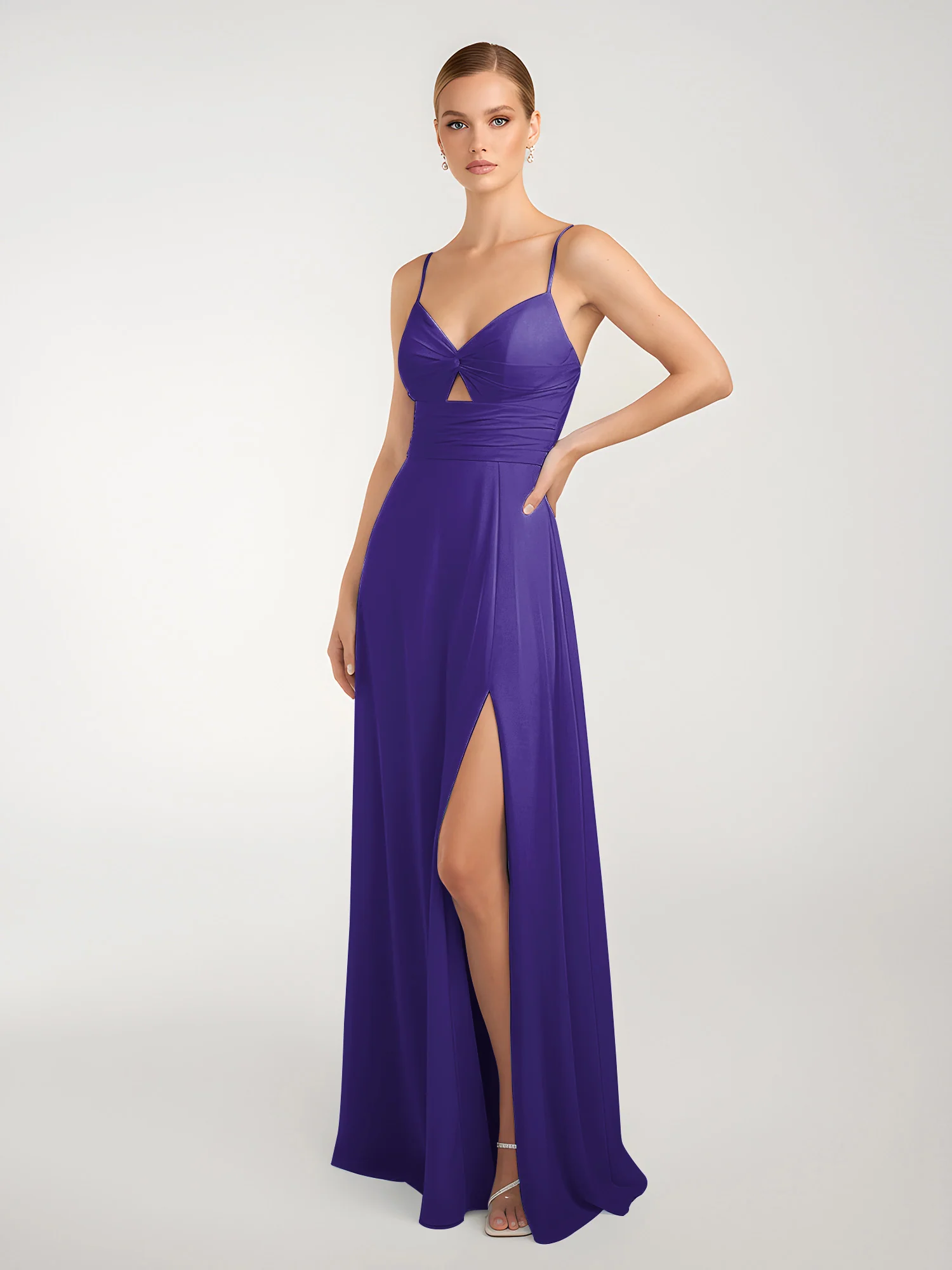 Chiffon A-Line Criss-Cross Straps Dresses With Slit Regency