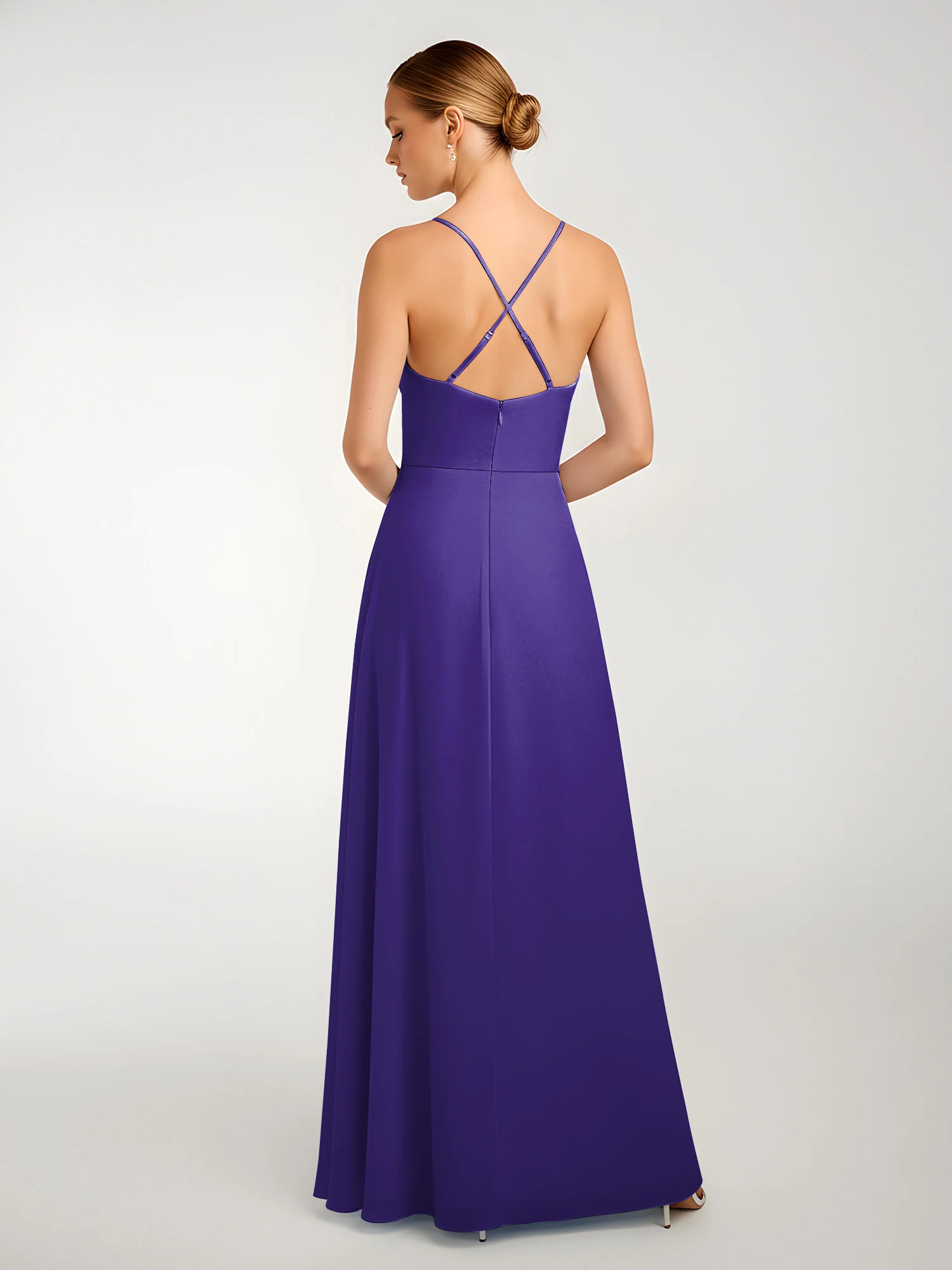 Chiffon A-Line Criss-Cross Straps Dresses With Slit Regency - Image 2