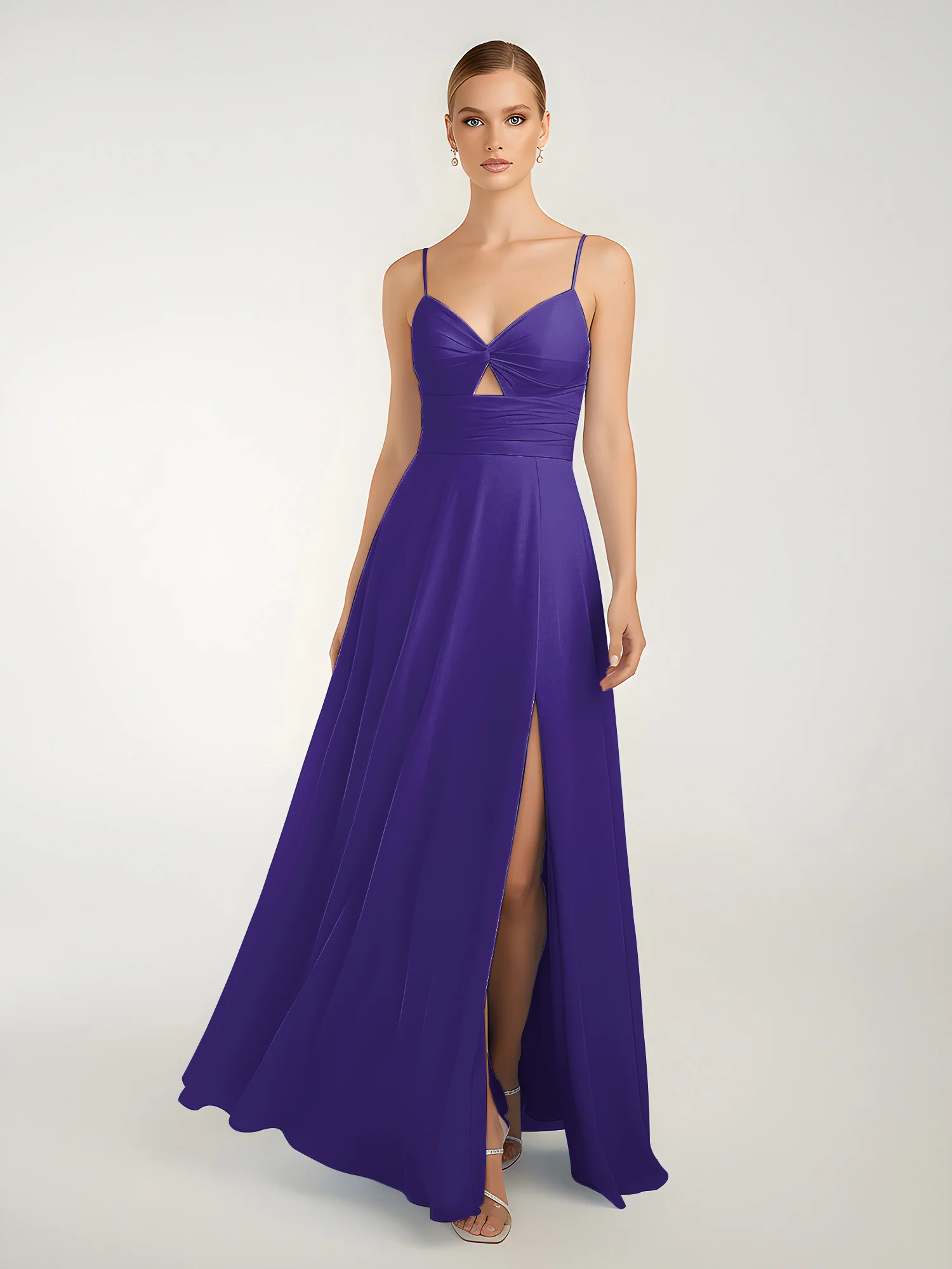 Chiffon A-Line Criss-Cross Straps Dresses With Slit Regency - Image 3