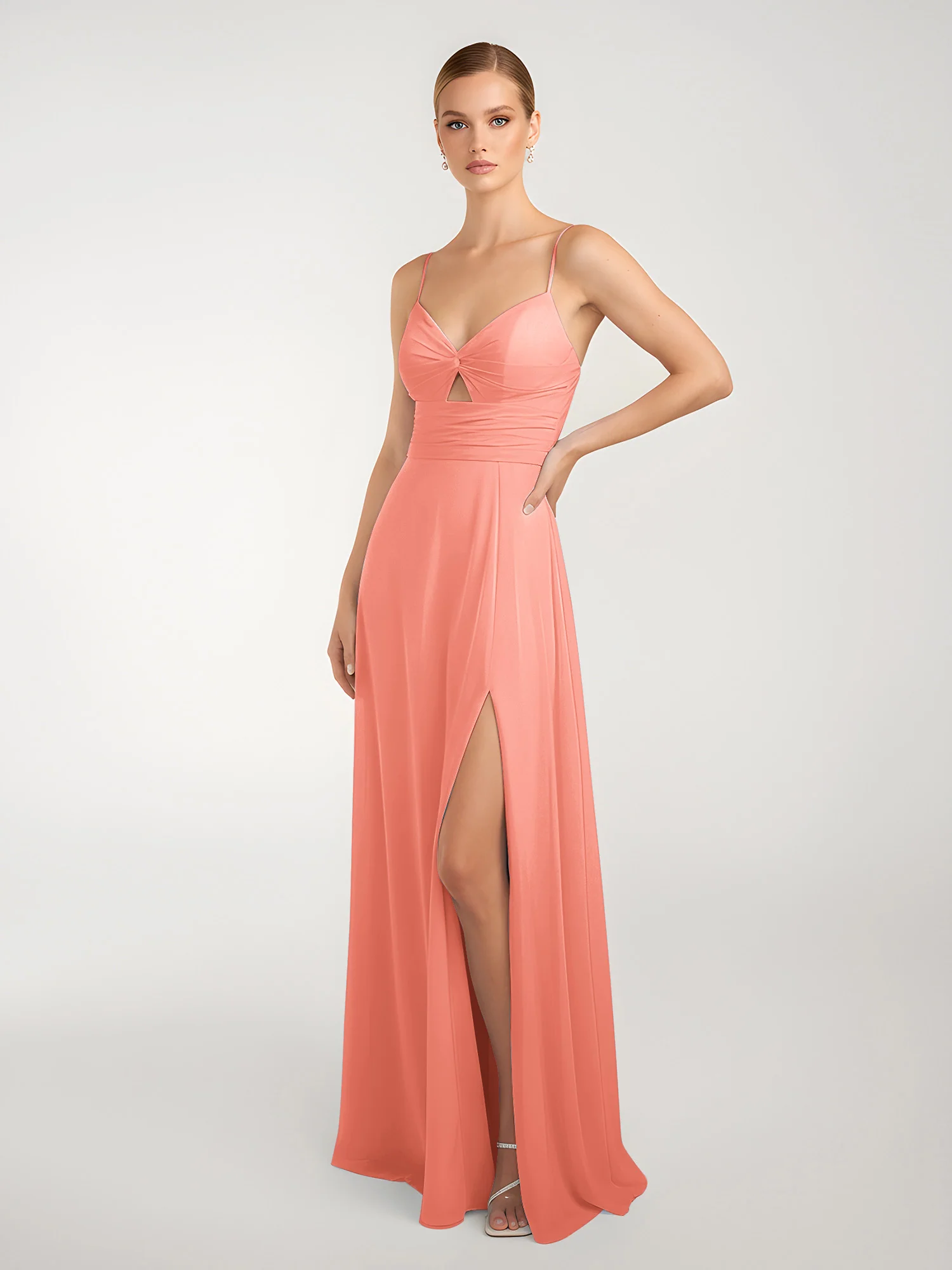 Chiffon A-Line Criss-Cross Straps Dresses With Slit Sunset