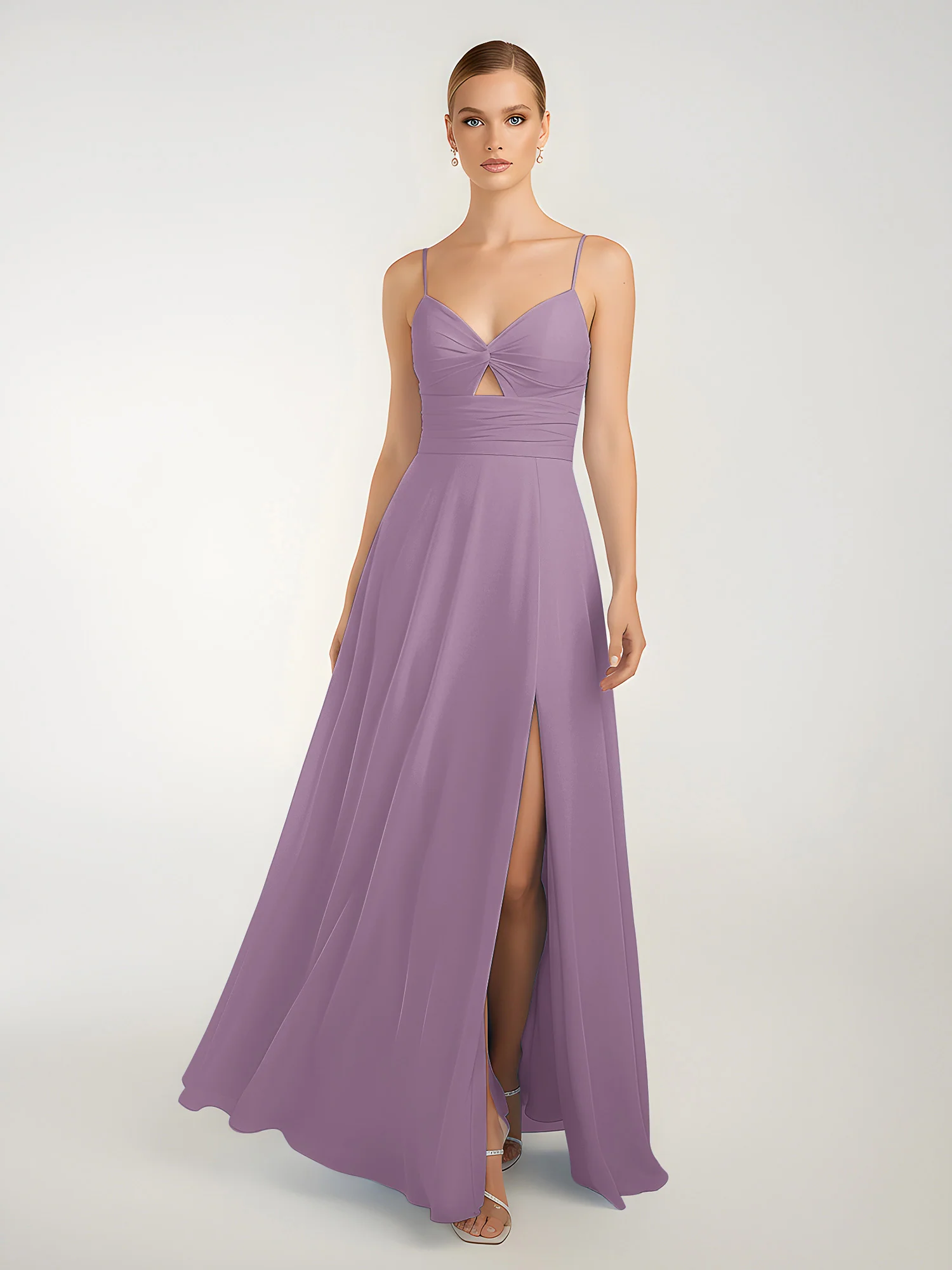 Chiffon A-Line Criss-Cross Straps Dresses With Slit Wisteria - Image 3