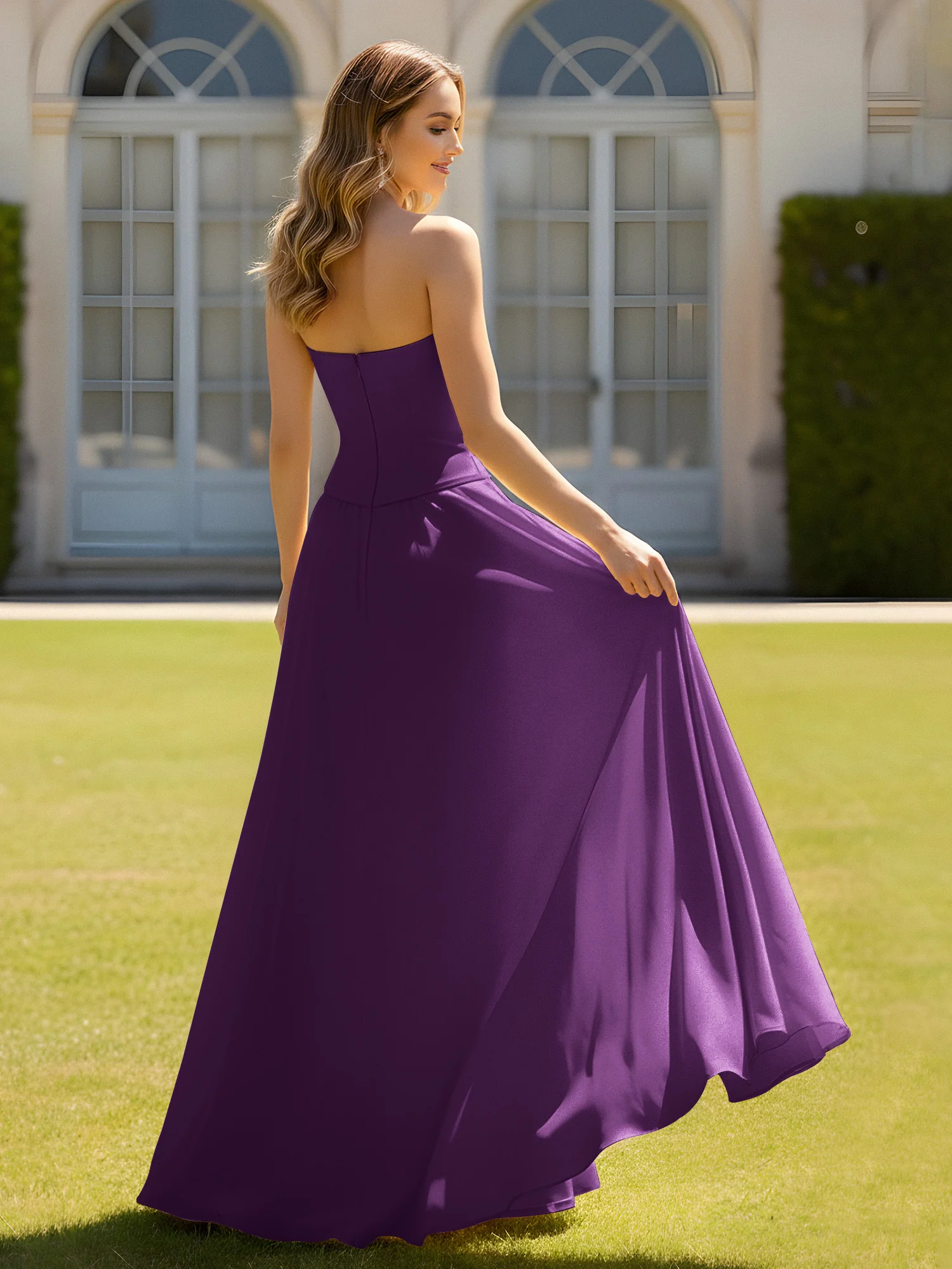 A-Line Sweetheart Chiffon Minimal Prom Dress Grape - Image 2