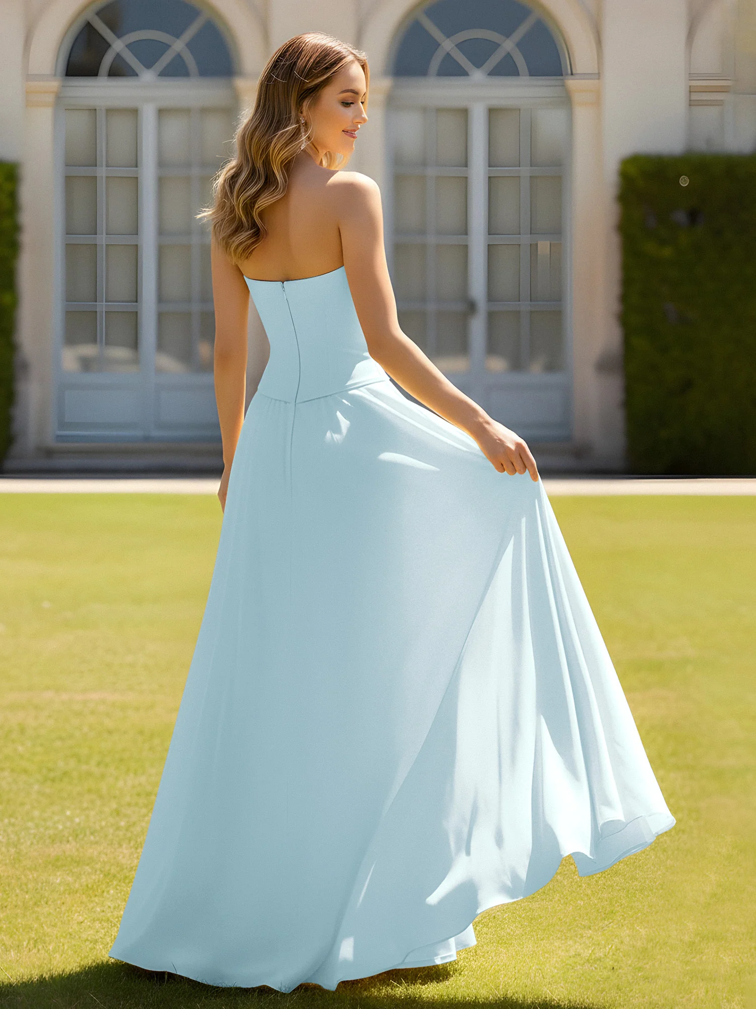 A-Line Sweetheart Chiffon Minimal Prom Dress Mist - Image 2