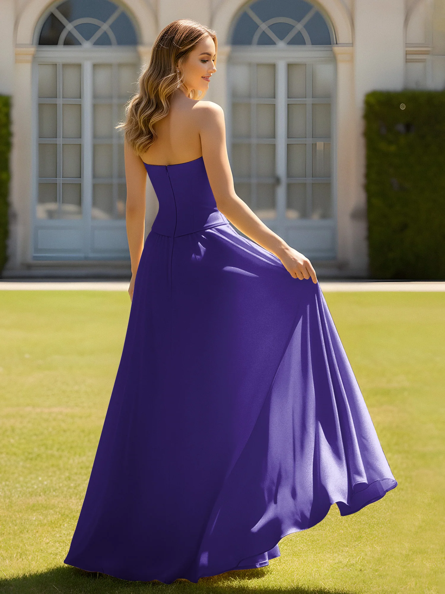 A-Line Sweetheart Chiffon Minimal Prom Dress Regency - Image 2