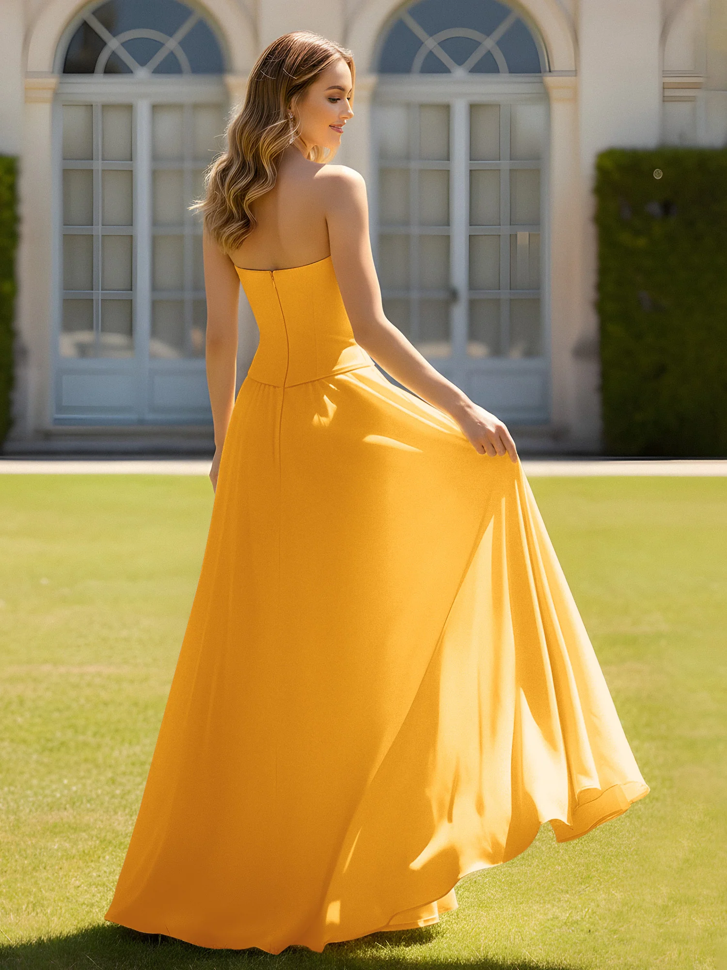A-Line Sweetheart Chiffon Minimal Prom Dress Tangerine - Image 2