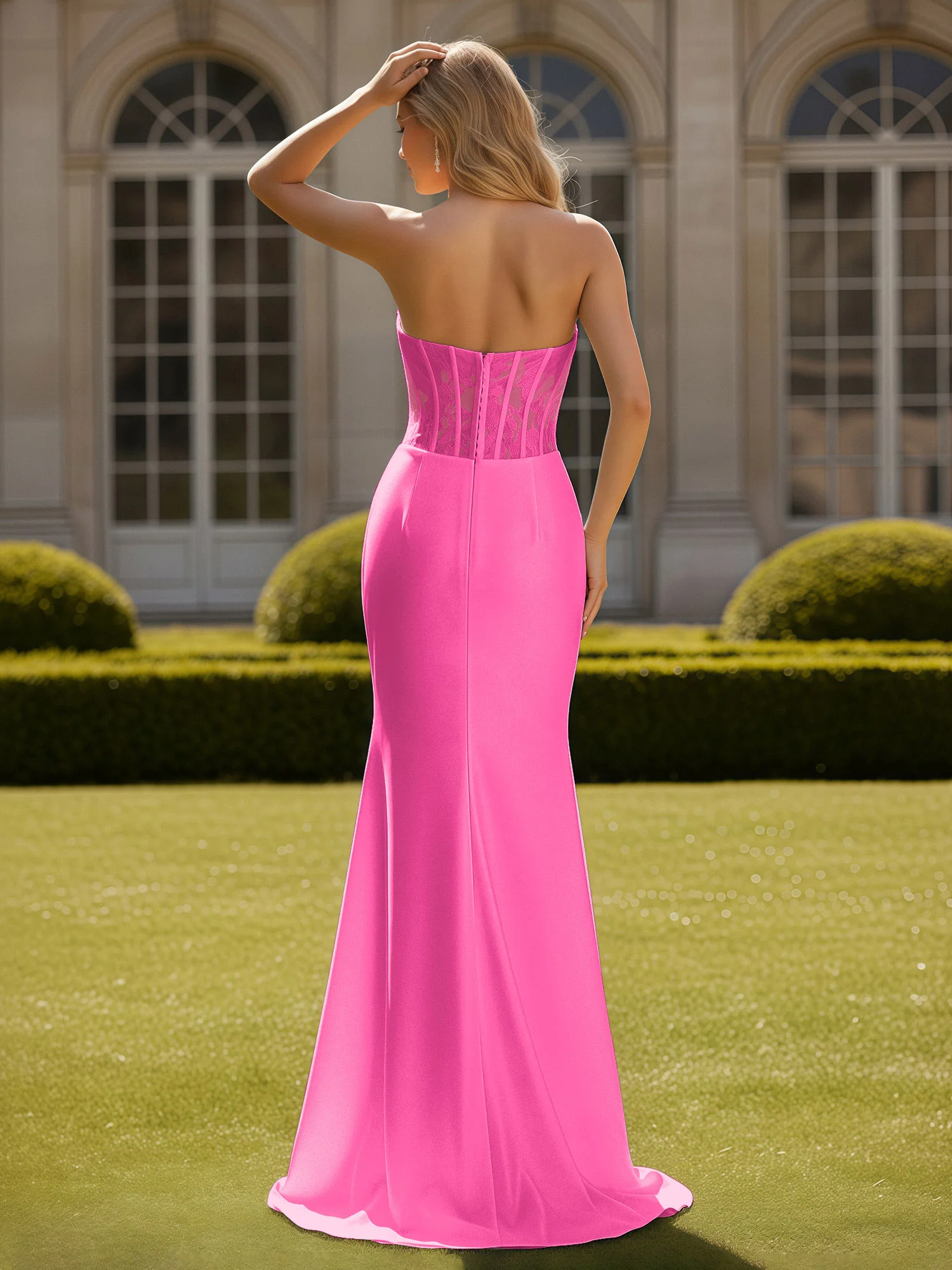 Mermaid Lace Sweetheart Pleated Prom Dress With Slit Azalea - Image 2