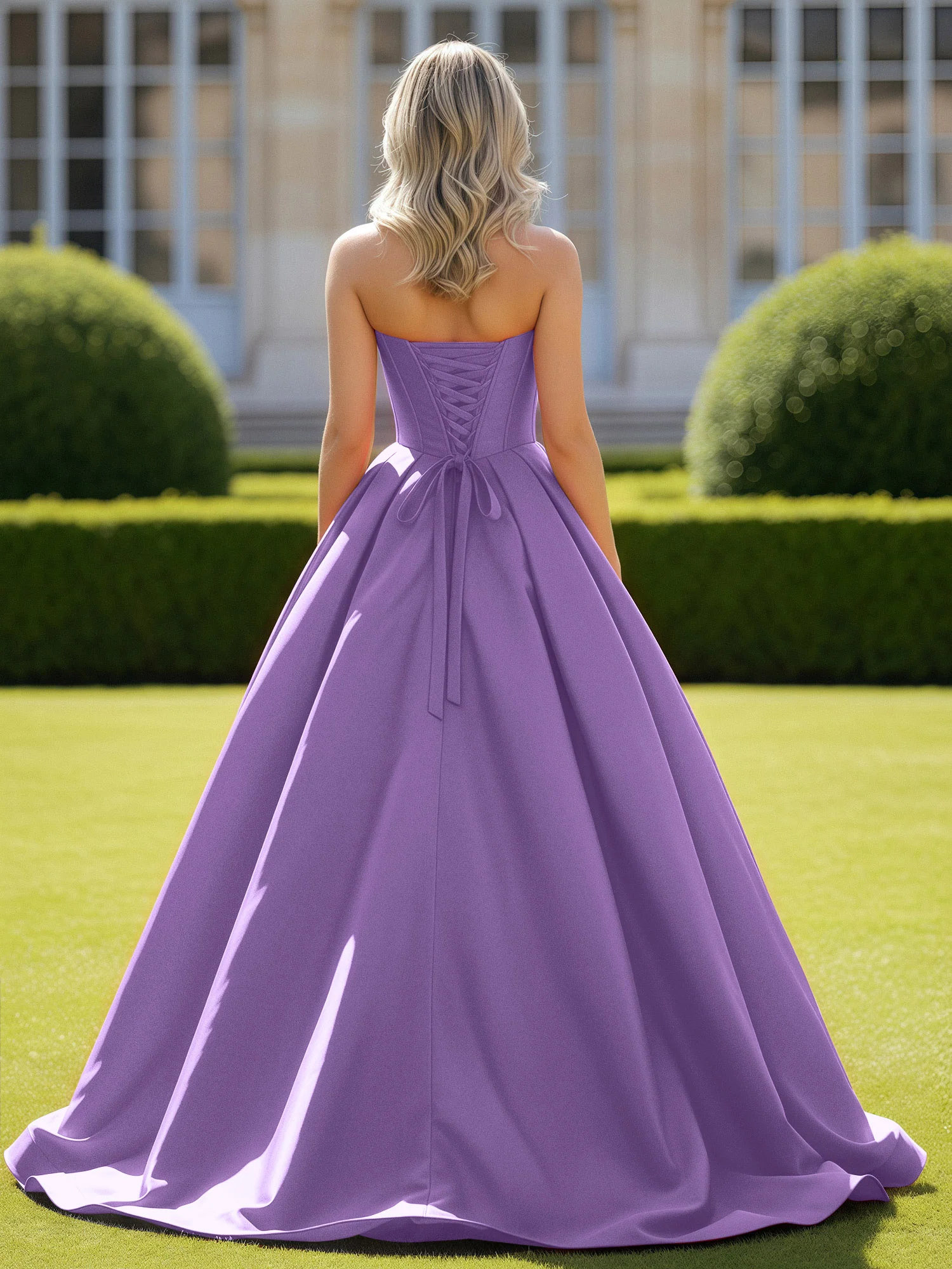Sweetheart Satin Ball Gown Delicate Lace-Up Prom Dress Tahiti - Image 2