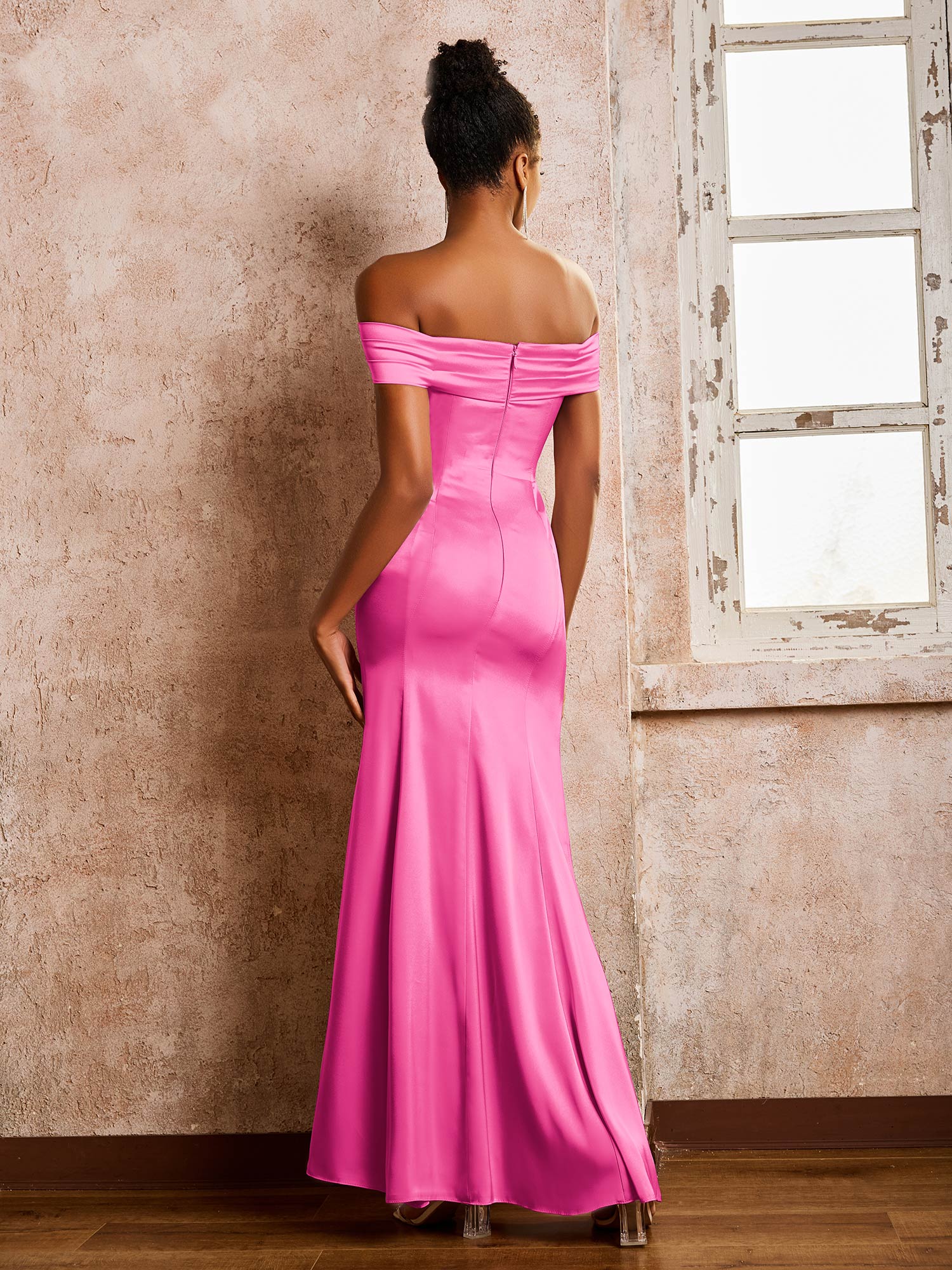Trumpet/Mermaid Off-the-shoulder Acetate Satin Dresses Azalea - Image 2
