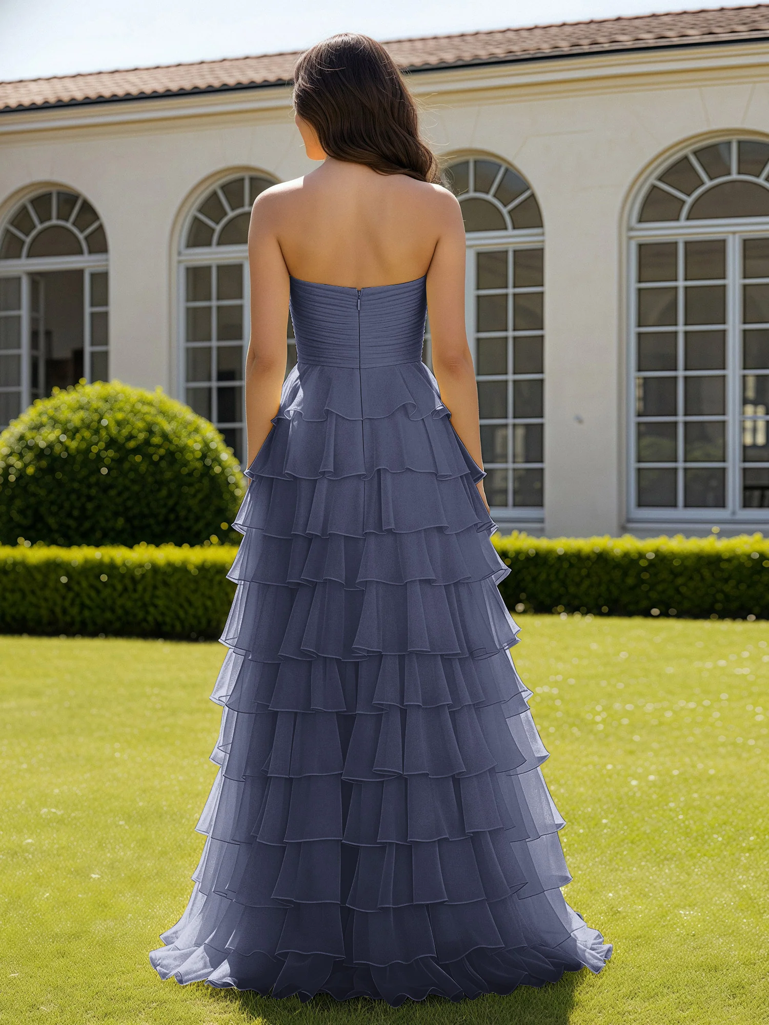 Chiffon Ruffle Sweetheart Prom Dress With Slit Stormy - Image 2