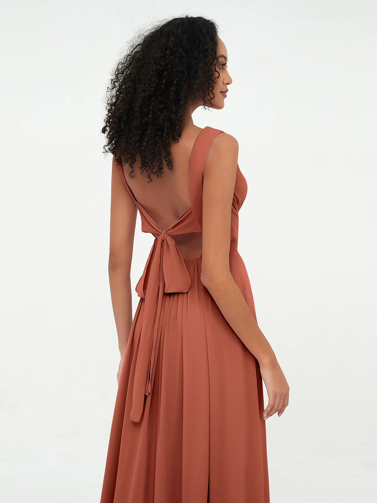 V-neck Chiffon Long Dresses with Pockets Clearance - Image 10