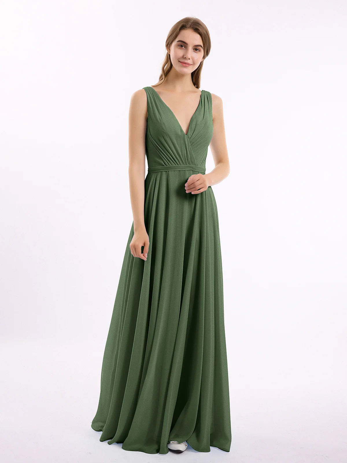 V Neckline Chiffon Bridesmaid Dresses Clearance - Image 7