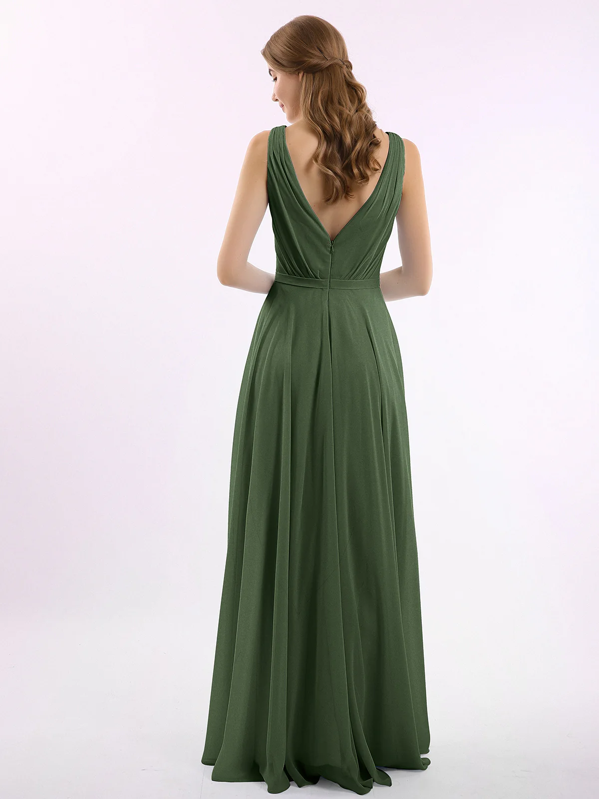 V Neckline Chiffon Bridesmaid Dresses Clearance - Image 8