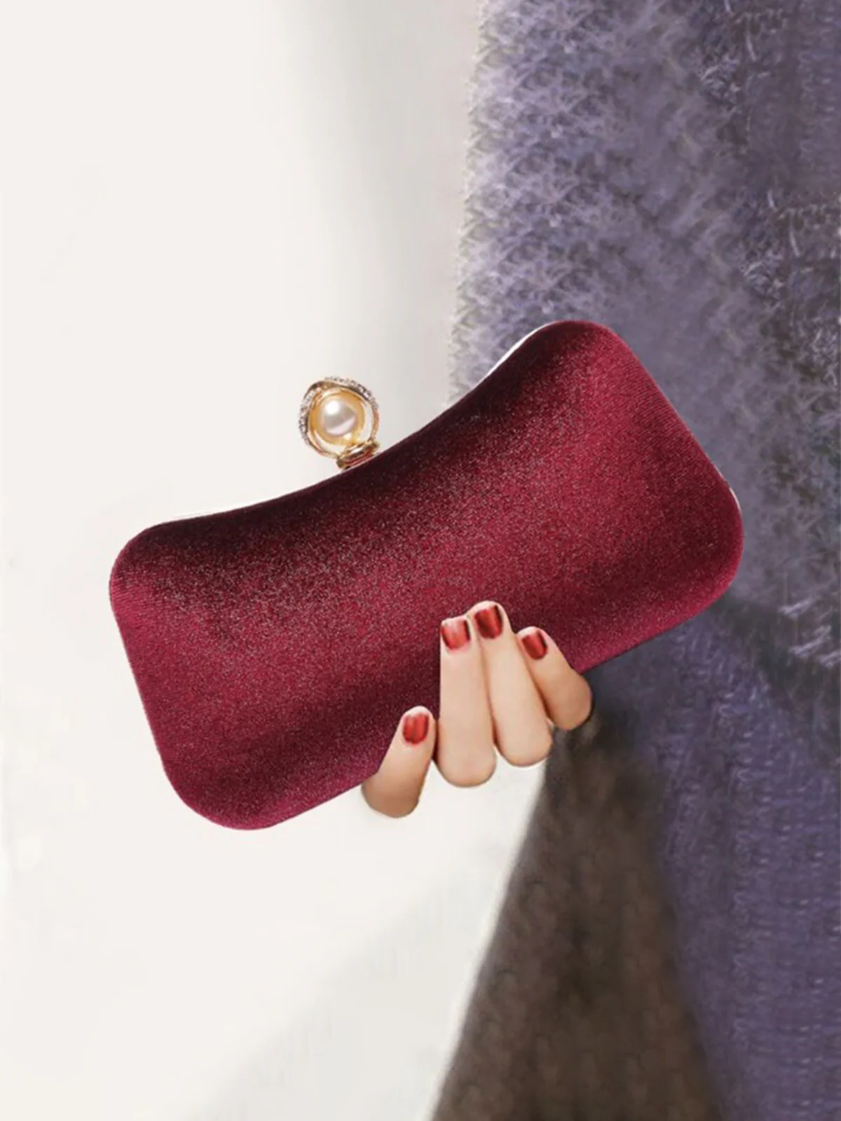Vintage Velvet Clutch Evening Bag - Image 5